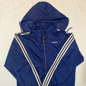Navy blue adidas windbreaker size M full zip and hidden hood Men’s